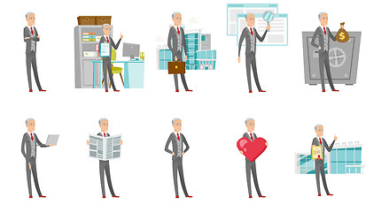 Image showing Caucasian businessman vector illustrations set.