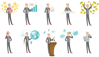 Image showing Caucasian businessman vector illustrations set.