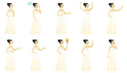 Image showing Vector set of illustrations with bride character.