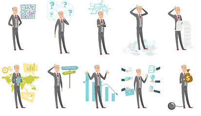Image showing Caucasian businessman vector illustrations set.
