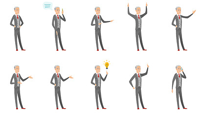 Image showing Caucasian old businessman vector illustrations set