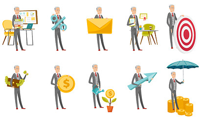 Image showing Caucasian businessman vector illustrations set.