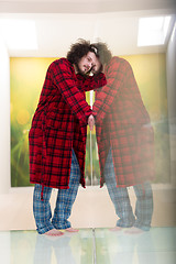 Image showing portrait of young man in bathrobe