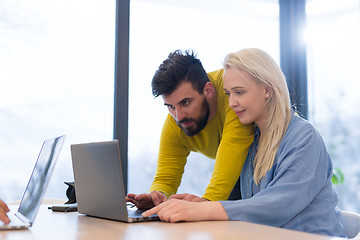 Image showing Startup Business Team At A Meeting at modern office building