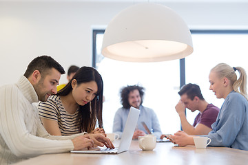 Image showing Startup Business Team At A Meeting at modern office building