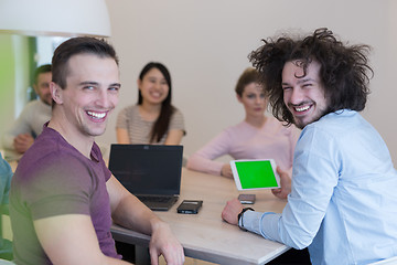 Image showing Startup Business Team At A Meeting at modern office building