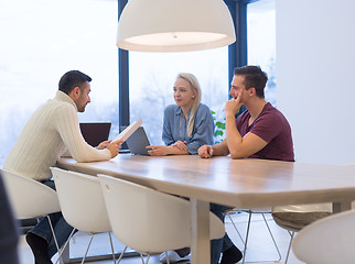 Image showing Startup Business Team At A Meeting at modern office building