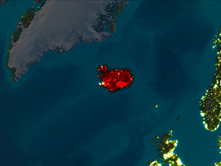 Image showing Map of Iceland at night