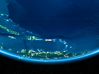 Image showing Puerto Rico on planet Earth from space at night