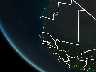 Image showing Satellite view of Gambia at night