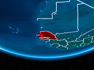 Image showing Senegal on planet Earth from space at night