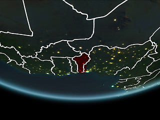 Image showing Benin on Earth from space at night