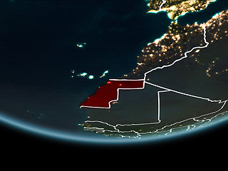 Image showing Western Sahara on Earth from space at night