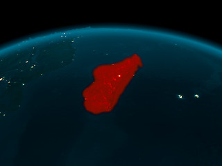 Image showing Orbit view of Madagascar at night