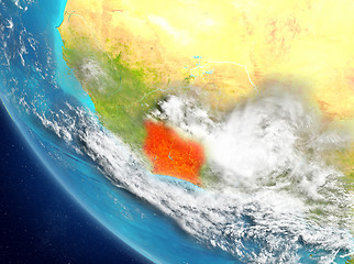 Image showing Satellite view of Ivory Coast in red