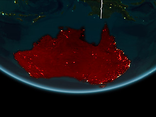 Image showing Australia on Earth from space at night