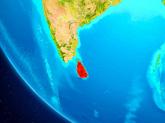 Image showing Sri Lanka on globe from space