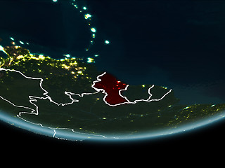 Image showing Guyana on Earth from space at night