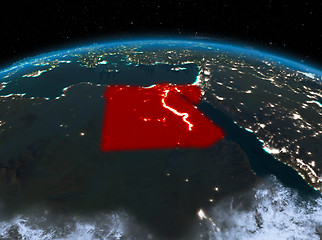 Image showing Egypt from space at night