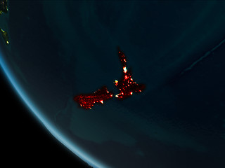 Image showing Satellite view of New Zealand at night