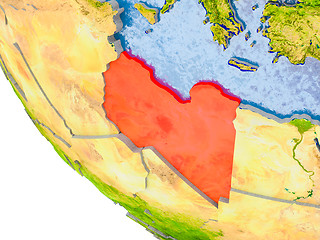 Image showing Libya on globe