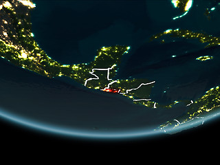 Image showing El Salvador on Earth from space at night