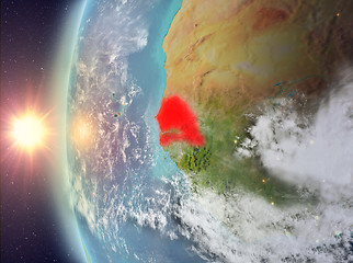 Image showing Senegal during sunset from space