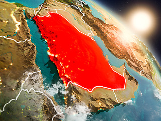 Image showing Saudi Arabia from space during sunrise