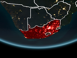 Image showing South Africa on Earth from space at night