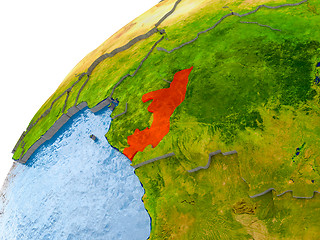 Image showing Map of Congo in red on globe