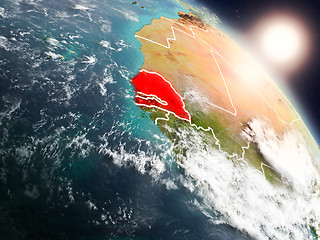 Image showing Senegal from space during sunrise