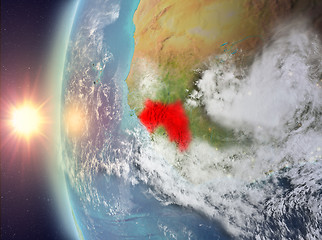 Image showing Guinea during sunset from space