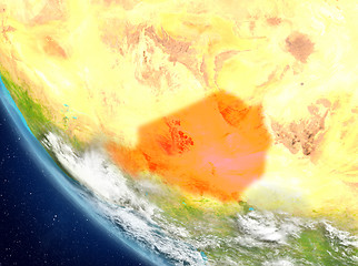 Image showing Satellite view of Niger in red