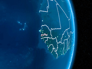 Image showing Gambia in red at night