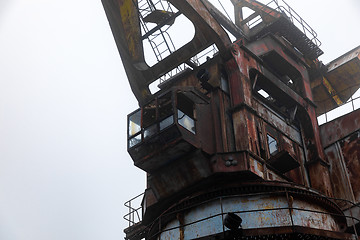 Image showing Rusty old industrial dock cranes at Chernobyl Dock, 2019