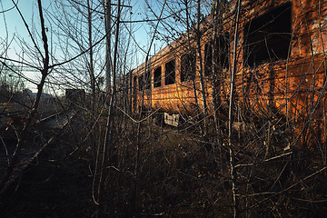 Image showing Abandoned train left outside