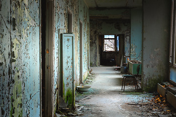 Image showing Abandoned corridor in Pripyat Hospital, Chernobyl Exclusion Zone 2019