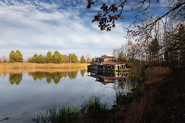 Image showing Damaged boathous at the swamps