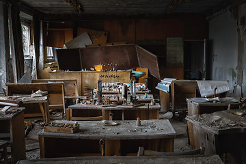 Image showing Abandoned Classroom in School number 5 of Pripyat, Chernobyl Exclusion Zone 2019