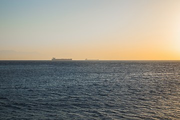 Image showing Large tanker on the horizon