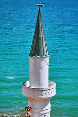 Image showing Minaret against the Sea Background