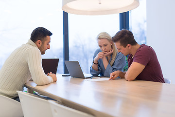 Image showing Startup Business Team At A Meeting at modern office building