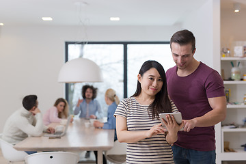 Image showing Startup Business Team At A Meeting at modern office building