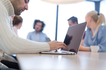 Image showing Startup Business Team At A Meeting at modern office building