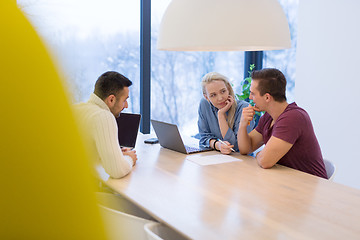 Image showing Startup Business Team At A Meeting at modern office building