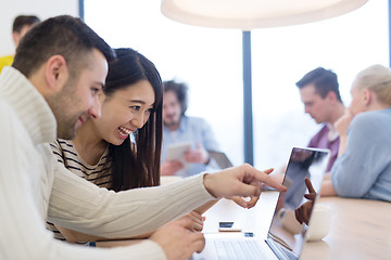 Image showing Startup Business Team At A Meeting at modern office building