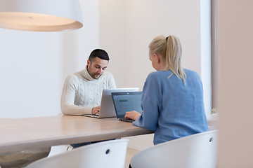 Image showing Startup Business Team At A Meeting at modern office building