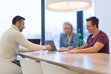 Image showing Startup Business Team At A Meeting at modern office building