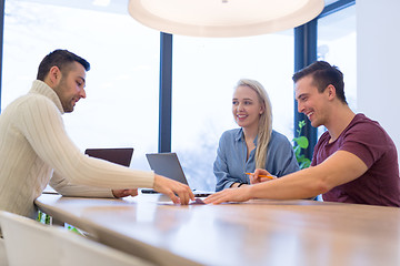 Image showing Startup Business Team At A Meeting at modern office building