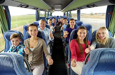 Image showing group of happy passengers travelling by bus